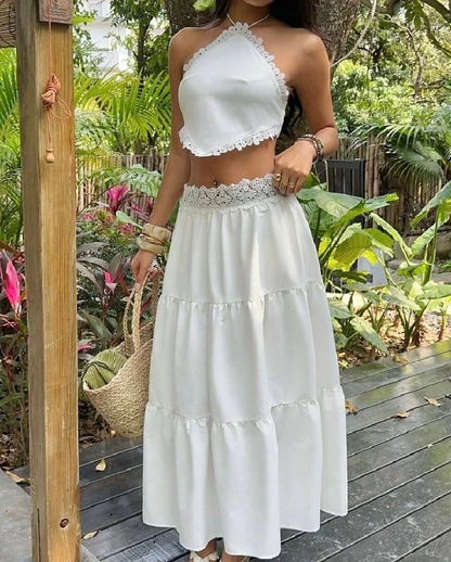 SOKYND Julie Lace Halterneck Layered Skirt Set Matching SetsSOKYND-801623-S-OS-60599S