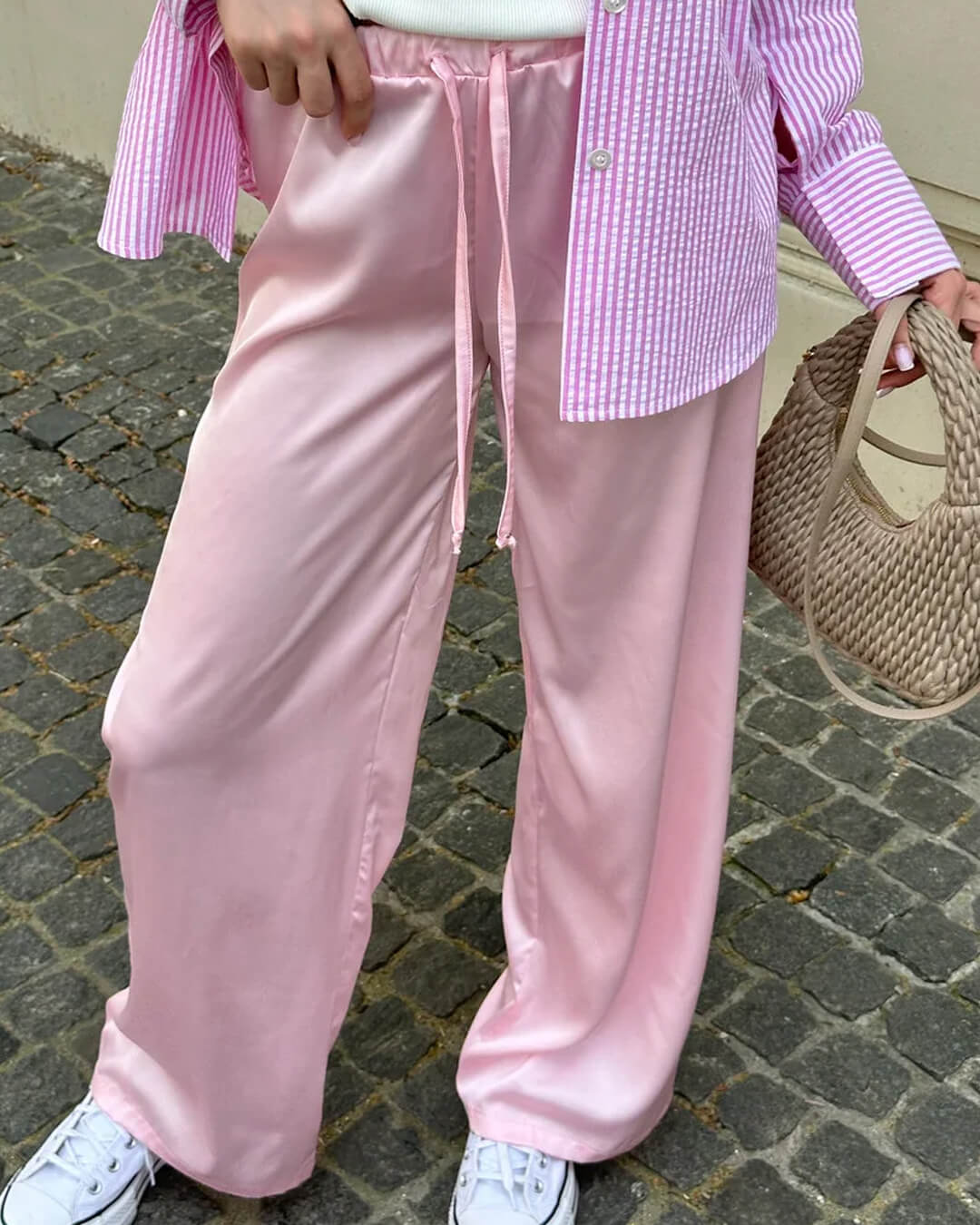 SOKYND Keith High Waist Satin Wide Leg Trousers Trousersqw1774219786667821183PinkM