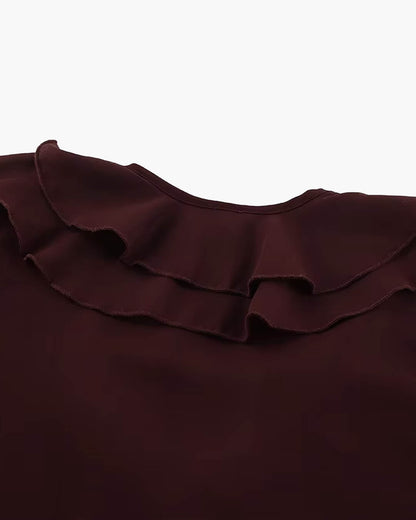 SOKYND Kelly Tie Neck Ruffled Blouse BlouseSOKYND-287383-BUR-M-30391BurgundyM