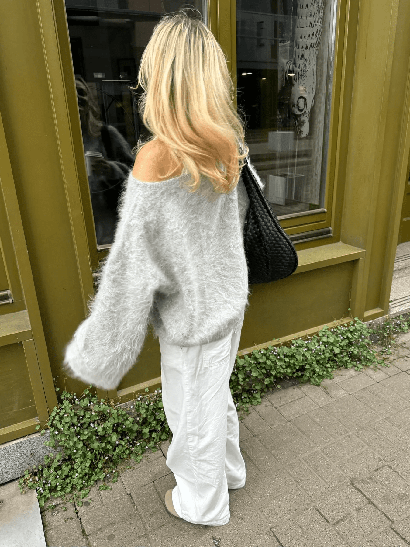 SOKYND Lara Off-Shoulder Mohair Sweater SweaterGreyS