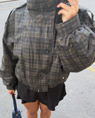 Laura Vintage Plaid Bomber Jacket