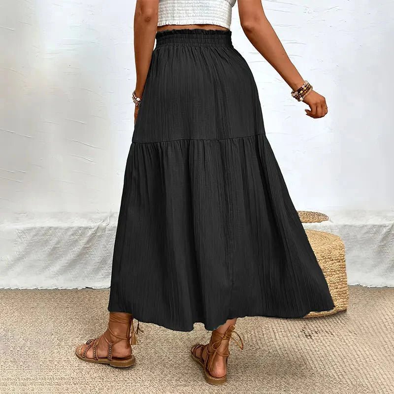 SOKYND Lavinia Bohemian Midi Ruffle Skirt SkirtBlackM
