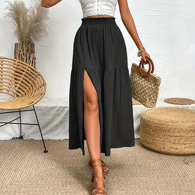 SOKYND Lavinia Bohemian Midi Ruffle Skirt SkirtBlackM