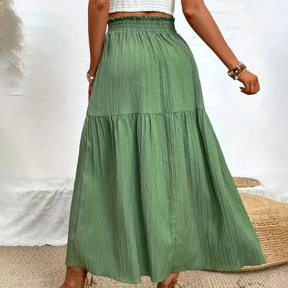 SOKYND Lavinia Bohemian Midi Ruffle Skirt SkirtOliveL