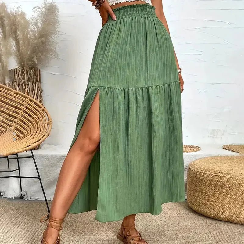 SOKYND Lavinia Bohemian Midi Ruffle Skirt SkirtOliveL