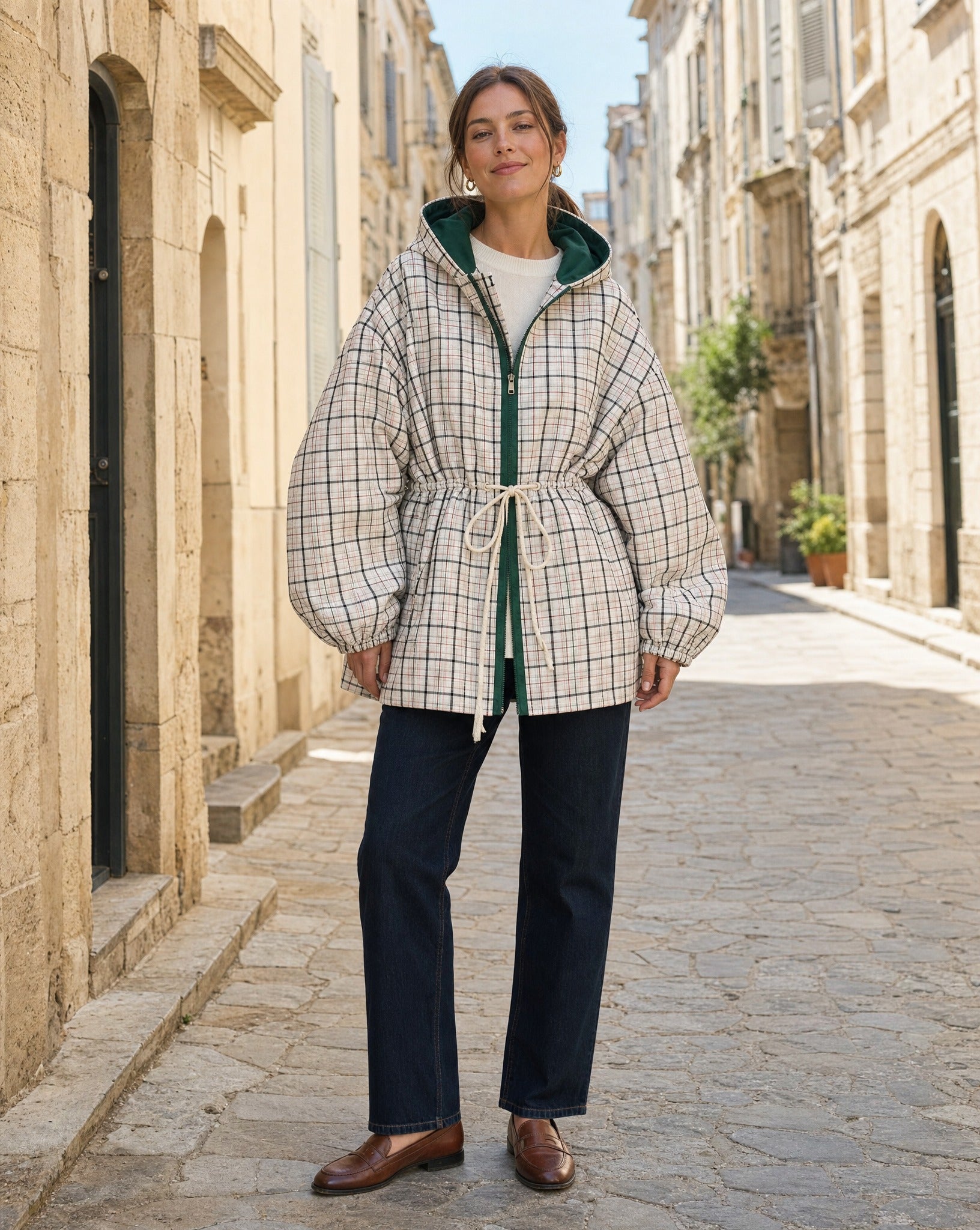 SOKYND Leah Retro Plaid Hooded Jacket JacketSOKYND-410199-S-OS-96695S