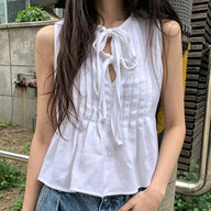Liesel Ruffle Hem Tie-Front Top