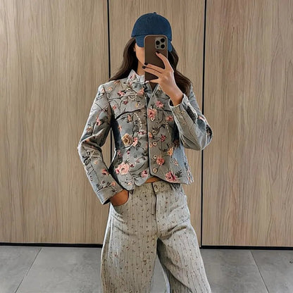 SOKYND Lily Vintage Jacquard Cropped Jacket JacketSOKYND-319063-XS-OS-60375XS
