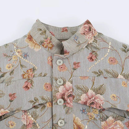 SOKYND Lily Vintage Jacquard Cropped Jacket JacketSOKYND-319063-XS-OS-60375XS