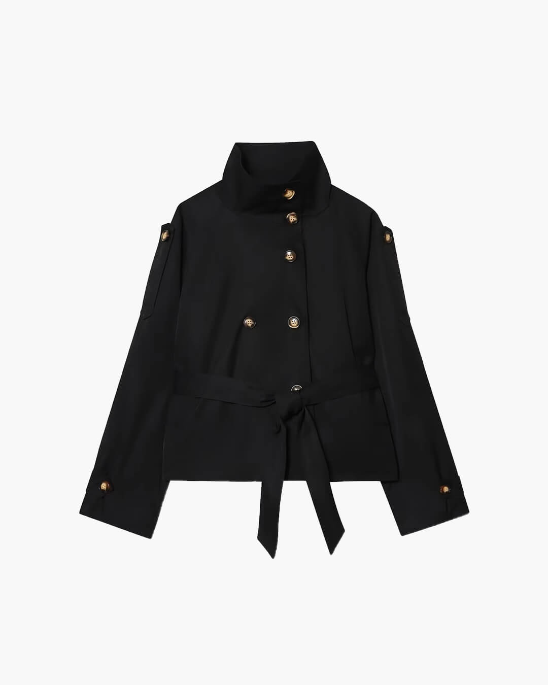 SOKYND Lisette Cropped Trench Coat Coats & JacketsmI1767625273838550251BlackS