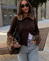 Lola Faux Fur Trim Knit Cardigan