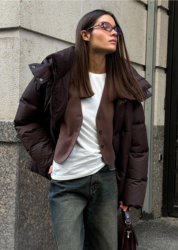 SOKYND Lola Oversized Puffer Jacket with Detachable Hood JacketSOKYND-468055-BRO-M-50167BrownM