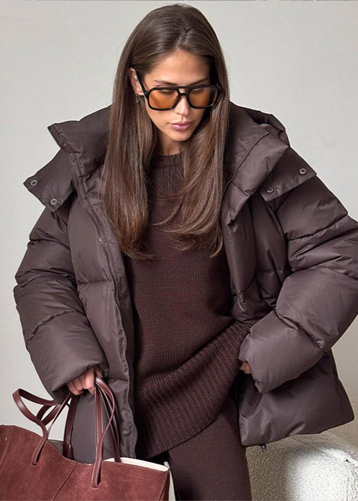 SOKYND Lola Oversized Puffer Jacket with Detachable Hood JacketSOKYND-468055-BRO-S-17399BrownS