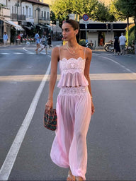 Luna Lace Chiffon Pant Set