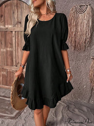 Maelle Ruffle Hem Smock Dress