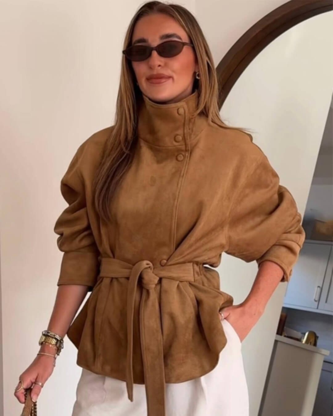 SOKYND Maria Lace-Up Suede Jacket JacketSOKYND-703703-CAM-XS-11447CamelXS