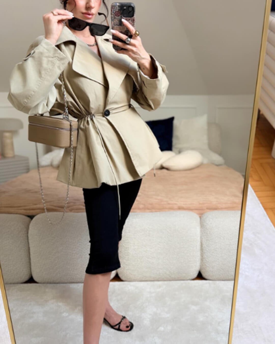 SOKYND Maria Lapel Collar Drawstring Trench Coat CoatSOKYND-741911-BEI-L-93687BeigeL