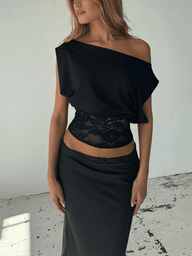 Maureen Inclined Shoulder Lace Top
