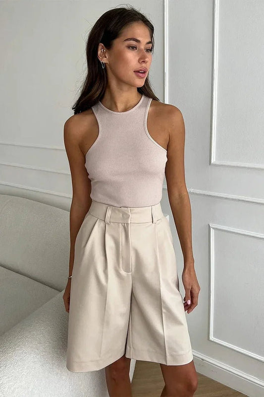 SOKYND Meghan High Waist Pleated Shorts Bottoms1005005675302846-;dA1774905278646140260WhiteS