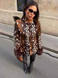 Melissa Contrast Cuff Faux Fur Bambi Jacket