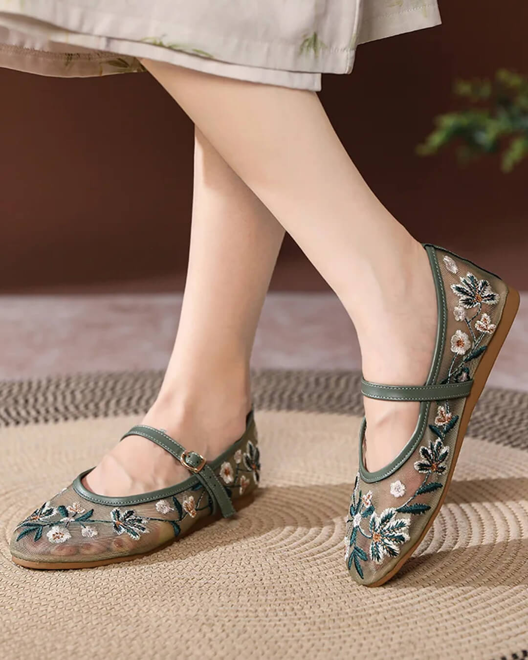 SOKYND Mia Embroidered Ballet Flats ShoesAr1772777205919526922Green37
