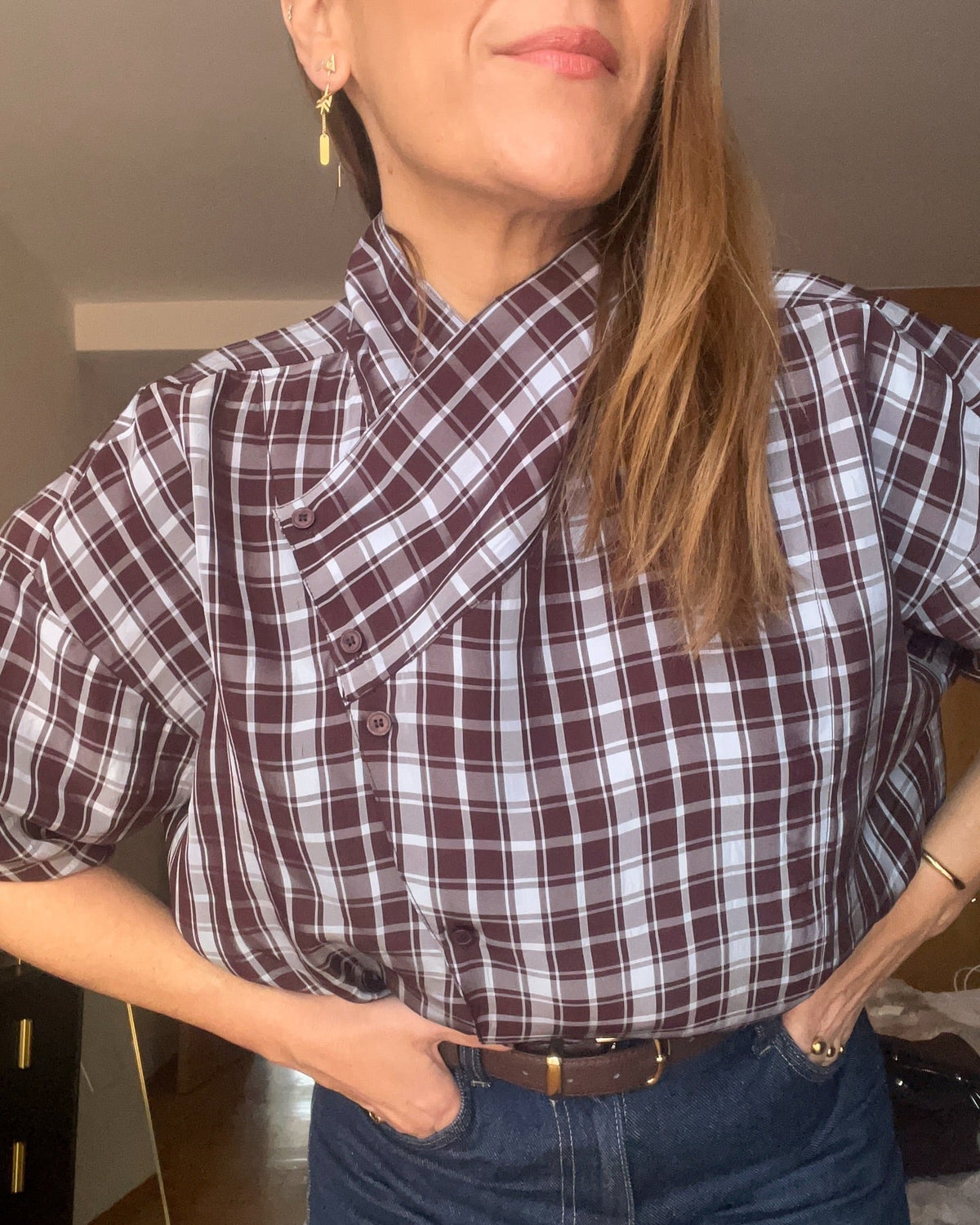 SOKYND Mia Poplin Plaid Wrap Shirt ShirtSOKYND-742679-S-OS-81399S