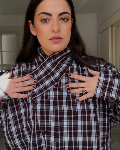 SOKYND Mia Poplin Plaid Wrap Shirt ShirtSOKYND-742679-S-OS-81399S