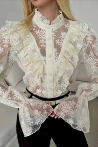 Mia Ruffle Lace Sheer Blouse