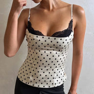 Mikha Polka Dot Lace Trim Camisole