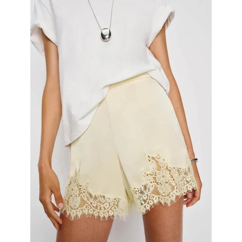 SOKYND Moira Satin Lounge Shorts BottomsBeigeM