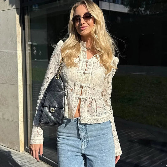 SOKYND Nicole Long Sleeve Lace Blouse Tops1005009268939981-;WP1772479402477864374BeigeM