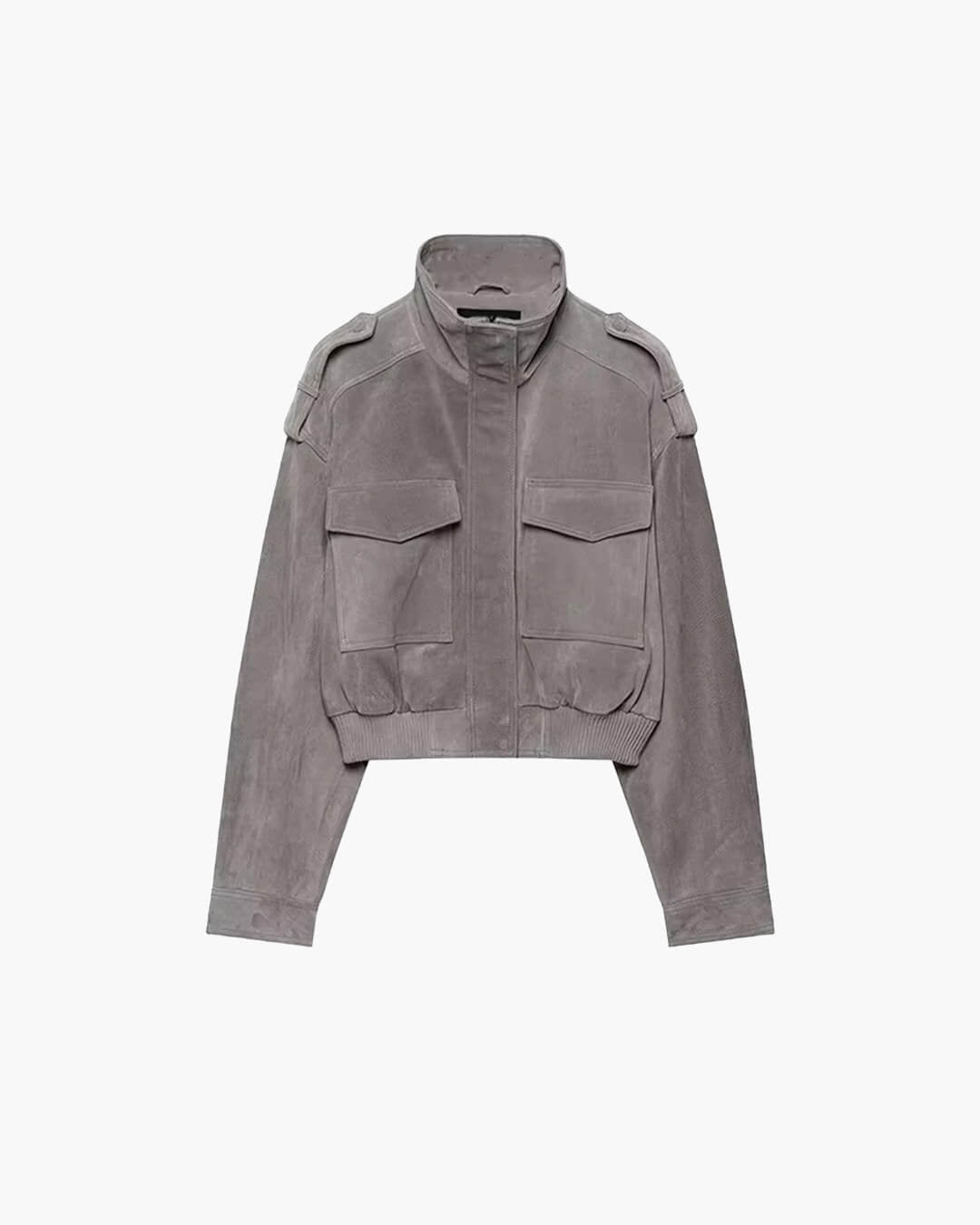 SOKYND Nina Faux Suede Cropped Jacket JacketSOKYND-838551-GRE-XS-52343GreyXS