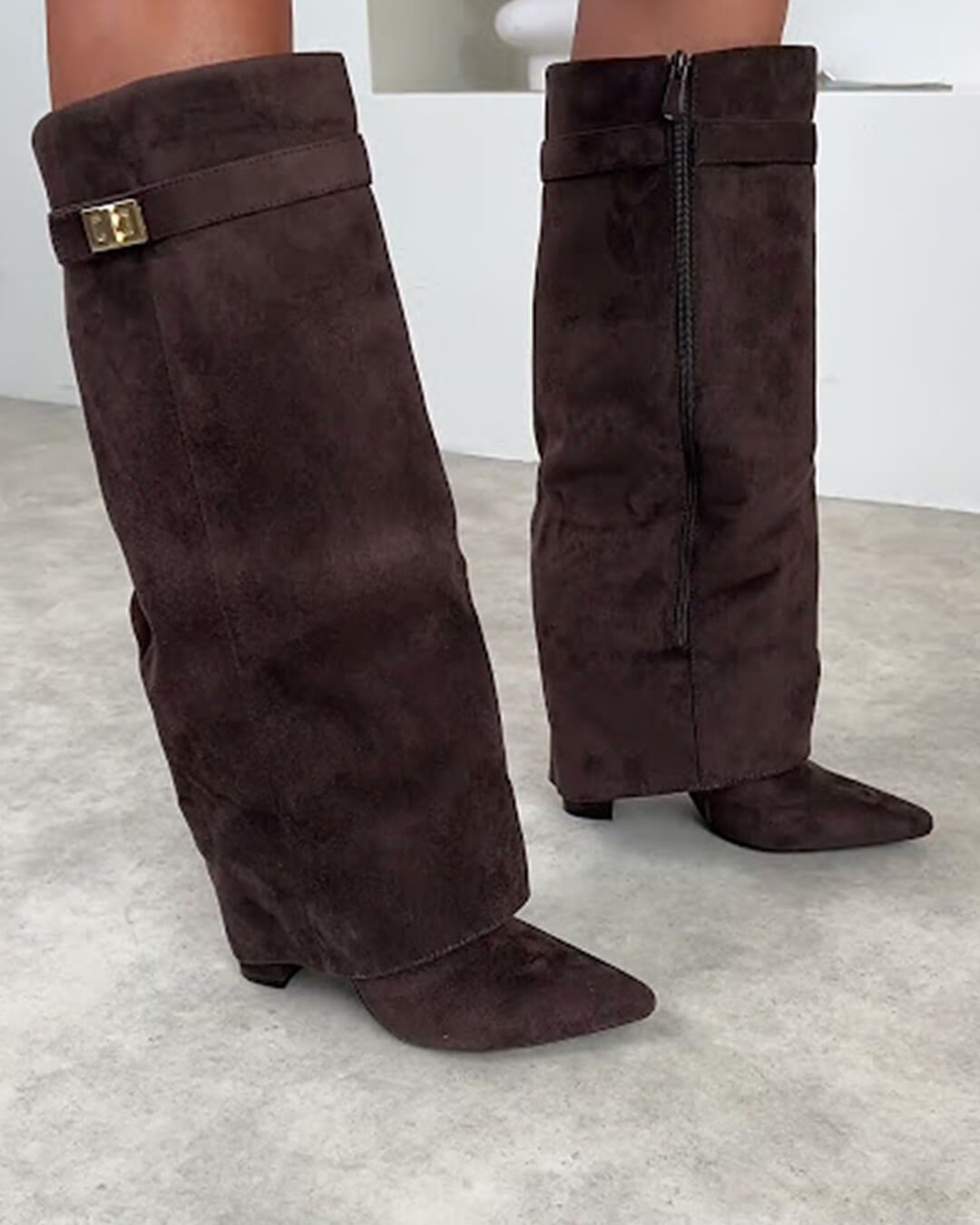 SOKYND Odelie Suede Boots ShoesJx1767625273828953020Dark Brown36