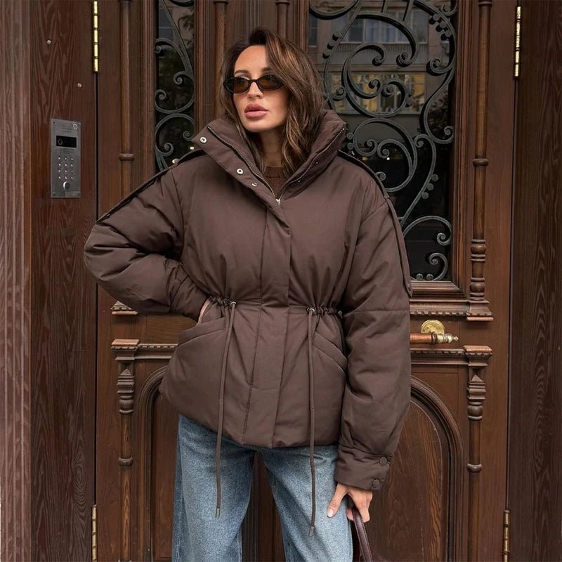 SOKYND Olivia Oversized Drawstring Waist Puffer Jacket JacketSOKYND-246423-BRO-S-36343BrownS