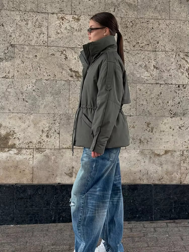 SOKYND Olivia Oversized Drawstring Waist Puffer Jacket JacketSOKYND-246423-OLI-S-32951Olive GreenS