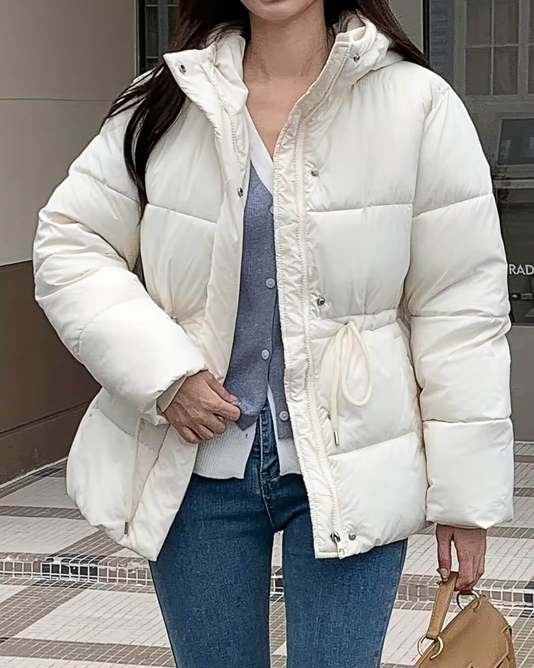 SOKYND Olivia Oversized Drawstring Waist Puffer Jacket JacketSOKYND-246423-PUR-S-34647WhiteS