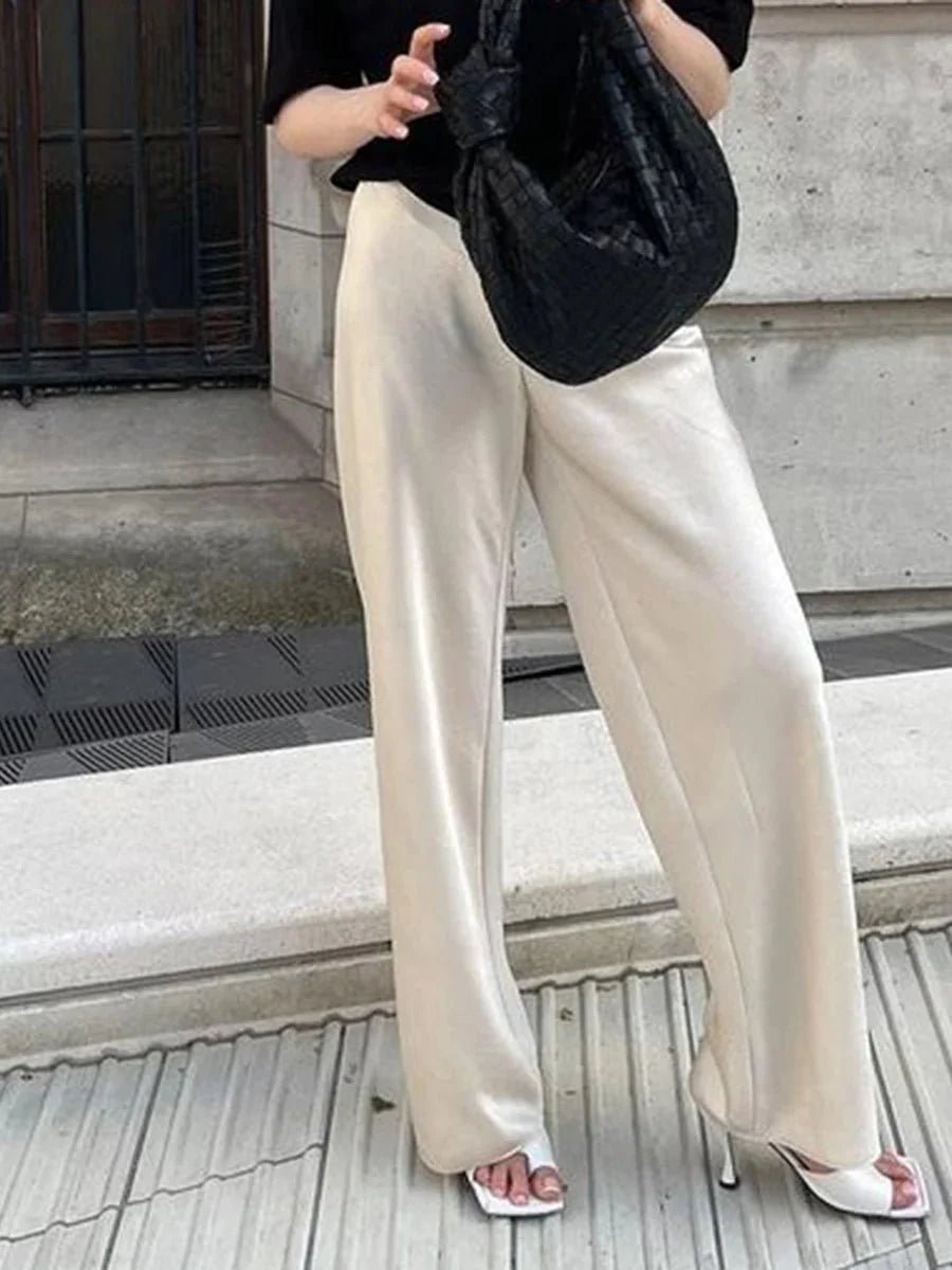 SOKYND Paige High Waist Satin Wide Leg Trousers BottomsSOKYND-594519-PIN-M-60119PinkM
