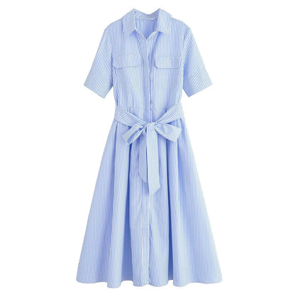 SOKYND Paloma Belted Shirt Midi Dress DressesSOKYND-375255-PIN-XS-00759Pink StripesXS