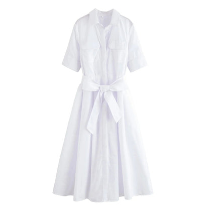 SOKYND Paloma Belted Shirt Midi Dress DressesSOKYND-375255-PIN-XS-00759Pink StripesXS
