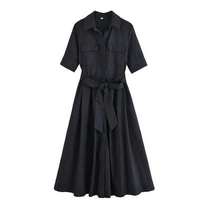 SOKYND Paloma Belted Shirt Midi Dress DressesSOKYND-375255-PIN-XS-00759Pink StripesXS