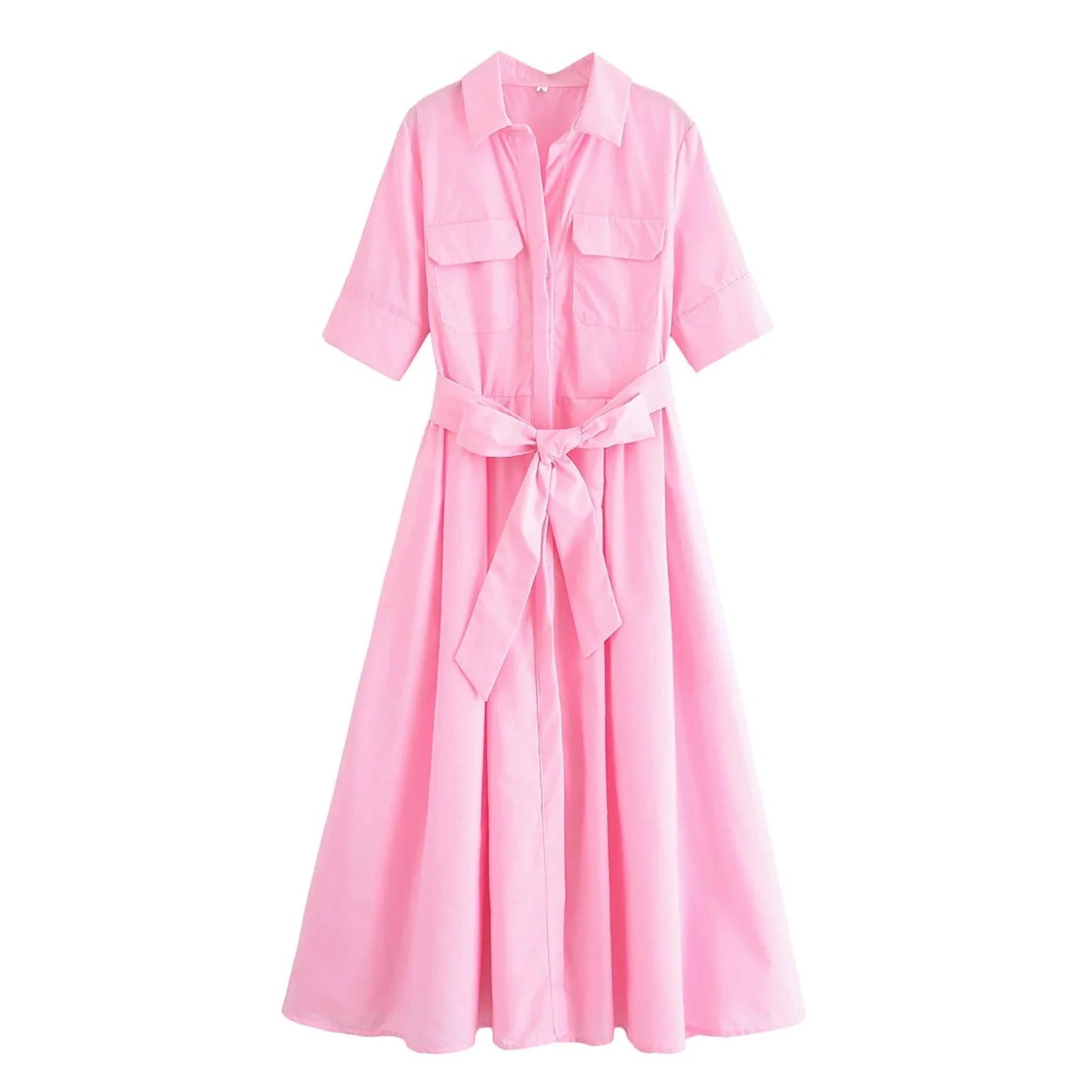 SOKYND Paloma Belted Shirt Midi Dress DressesSOKYND-375255-PIN-XS-00759Pink StripesXS