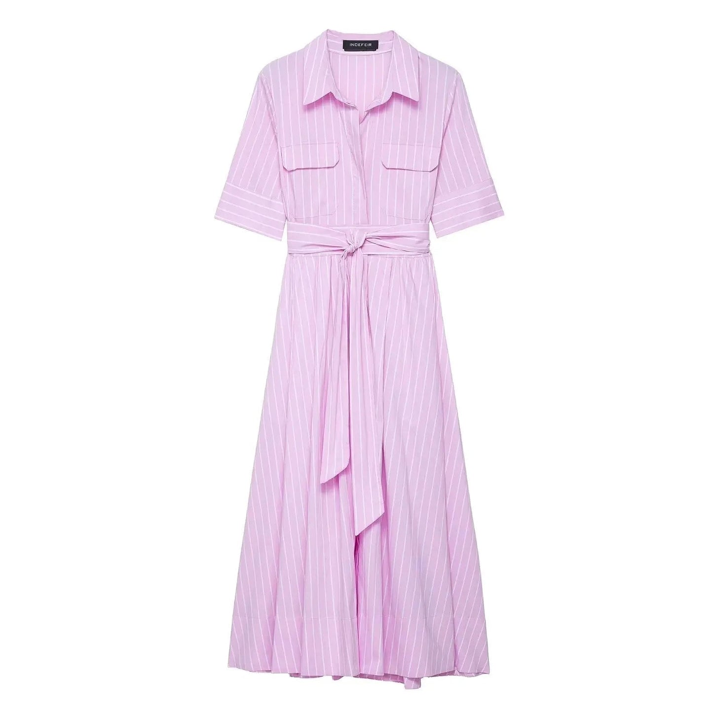 SOKYND Paloma Belted Shirt Midi Dress DressesSOKYND-375255-PIN-XS-00759Pink StripesXS