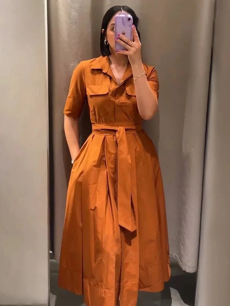 SOKYND Paloma Belted Shirt Midi Dress DressesSOKYND-375255-PIN-XS-00759Pink StripesXS