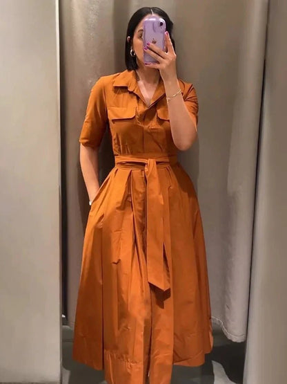 SOKYND Paloma Belted Shirt Midi Dress DressesSOKYND-375255-PIN-XS-00759Pink StripesXS