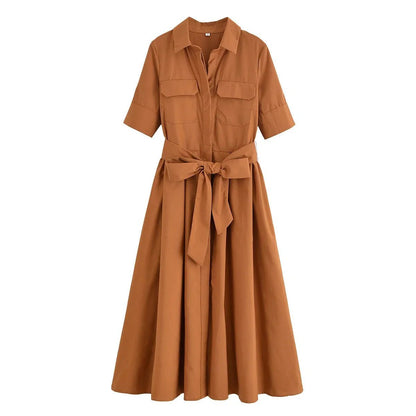 SOKYND Paloma Belted Shirt Midi Dress DressesSOKYND-375255-PIN-XS-00759Pink StripesXS