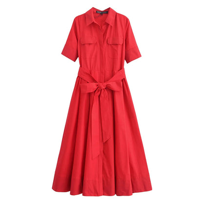 SOKYND Paloma Belted Shirt Midi Dress DressesSOKYND-375255-PIN-XS-00759Pink StripesXS