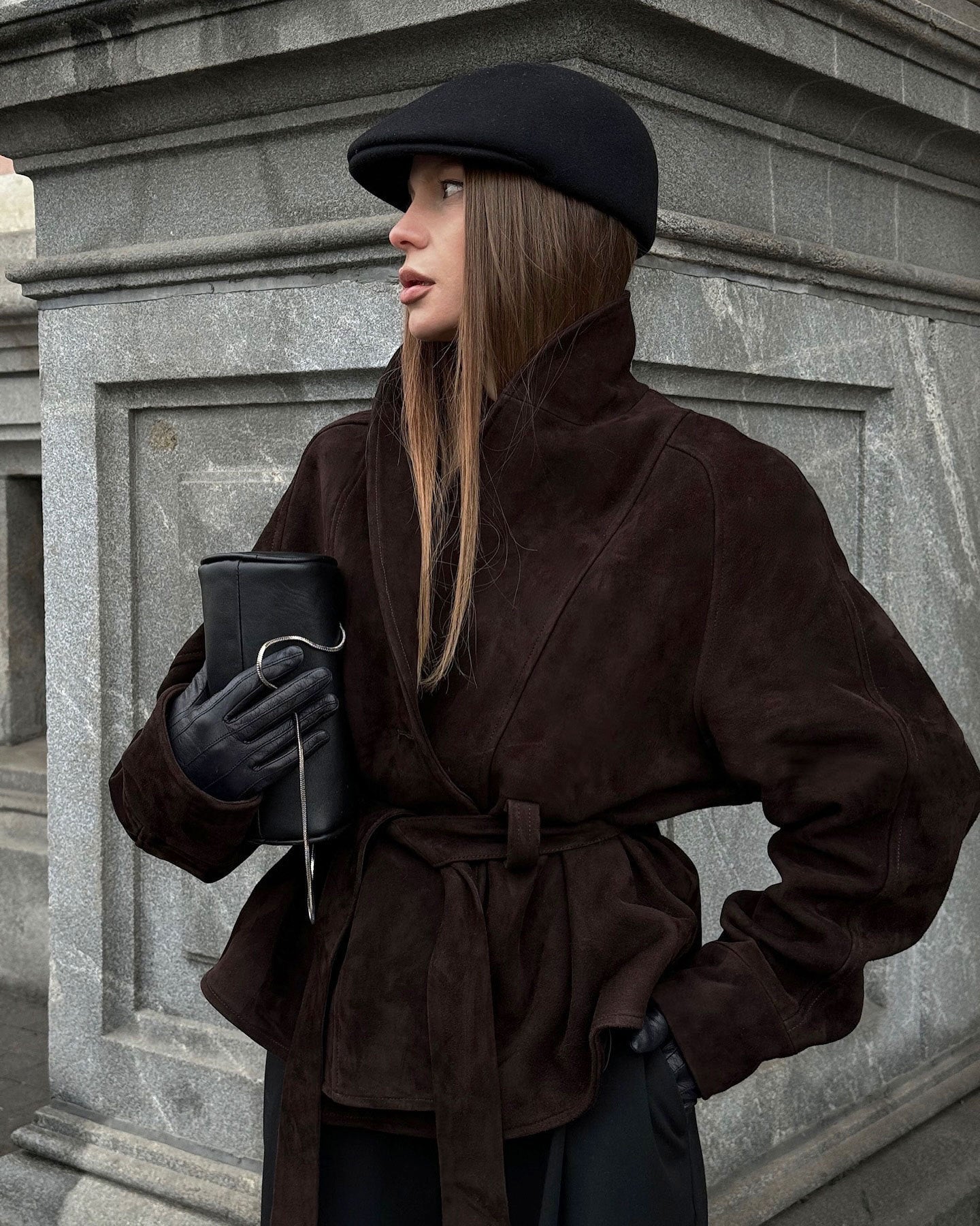 SOKYND Rebecca Belted Suede Trench Coat CoatSOKYND-557271-BRO-M-97079BrownM