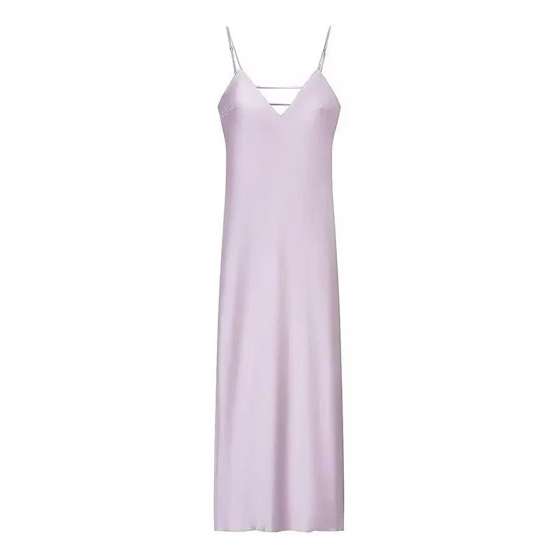 SOKYND Reina Satin Backless Maxi Dress DressLight PurpleXS