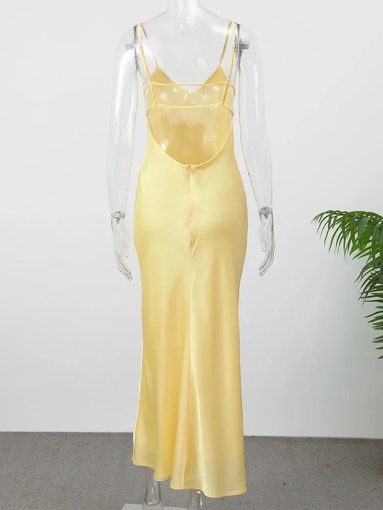 SOKYND Reina Satin Backless Maxi Dress DressYellowXS
