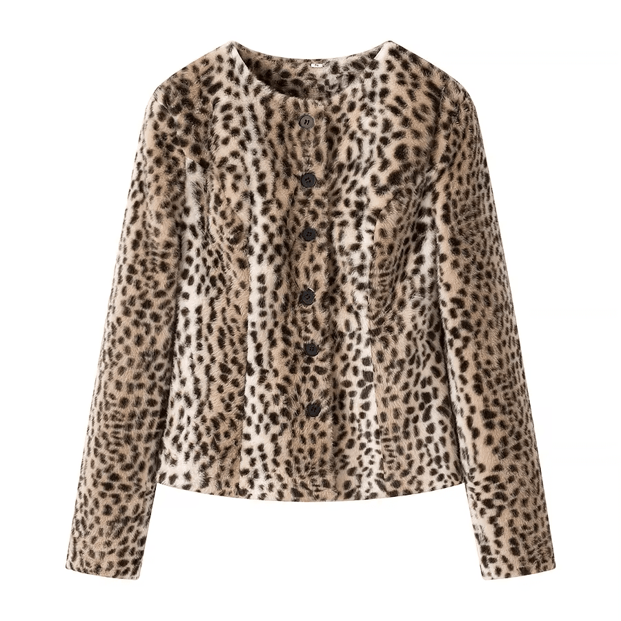 SOKYND Rose Leopard Faux Fur Cropped Jacket JacketSOKYND-698967-S-OS-47991S